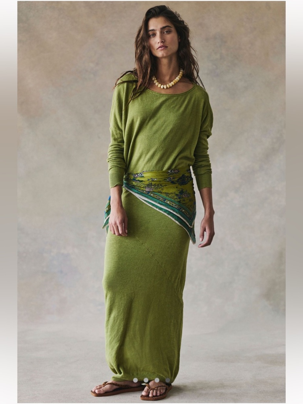 Free People Olive Green Long Knit Maxi Dress - Picture 2 of 7